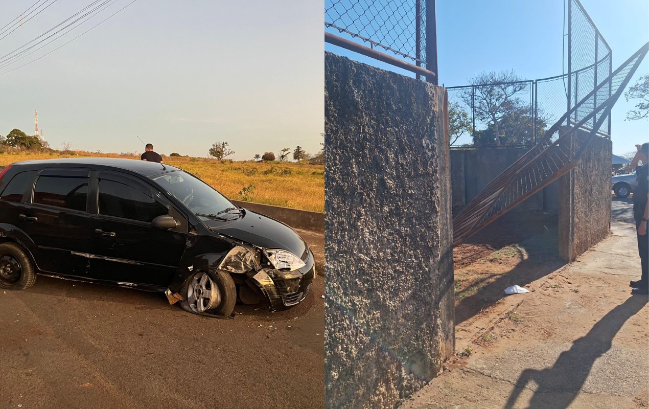 Homem bate carro contra portão de escola em São Manuel e é preso por dirigir embriagado 
