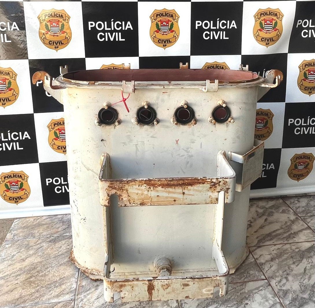 Polícia Civil recupera transformador de energia elétrica furtado da Sabesp, em Adamantina
