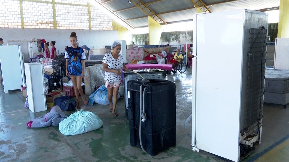 Defesa Civil preparou três abrigos provisórios na cidade de Imperatriz para receber os desabrigados pela enchente do Rio Tocantins — Foto: Reprodução/TV Mirante