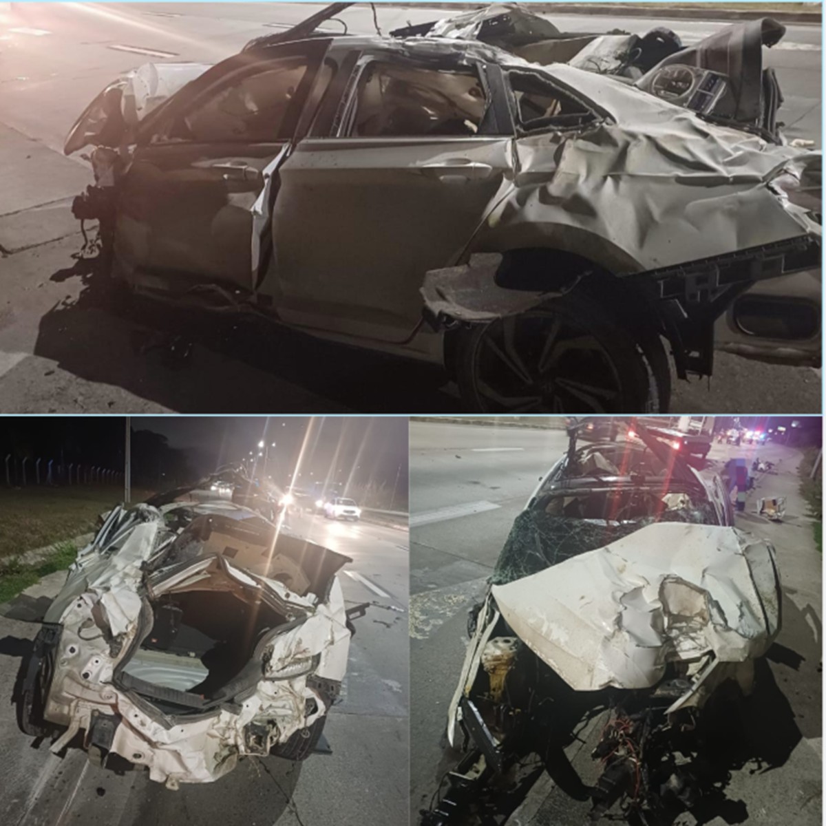 Carro fica destruído após capotar por mais de 100 metros na BR-232; dois jovens são socorridos