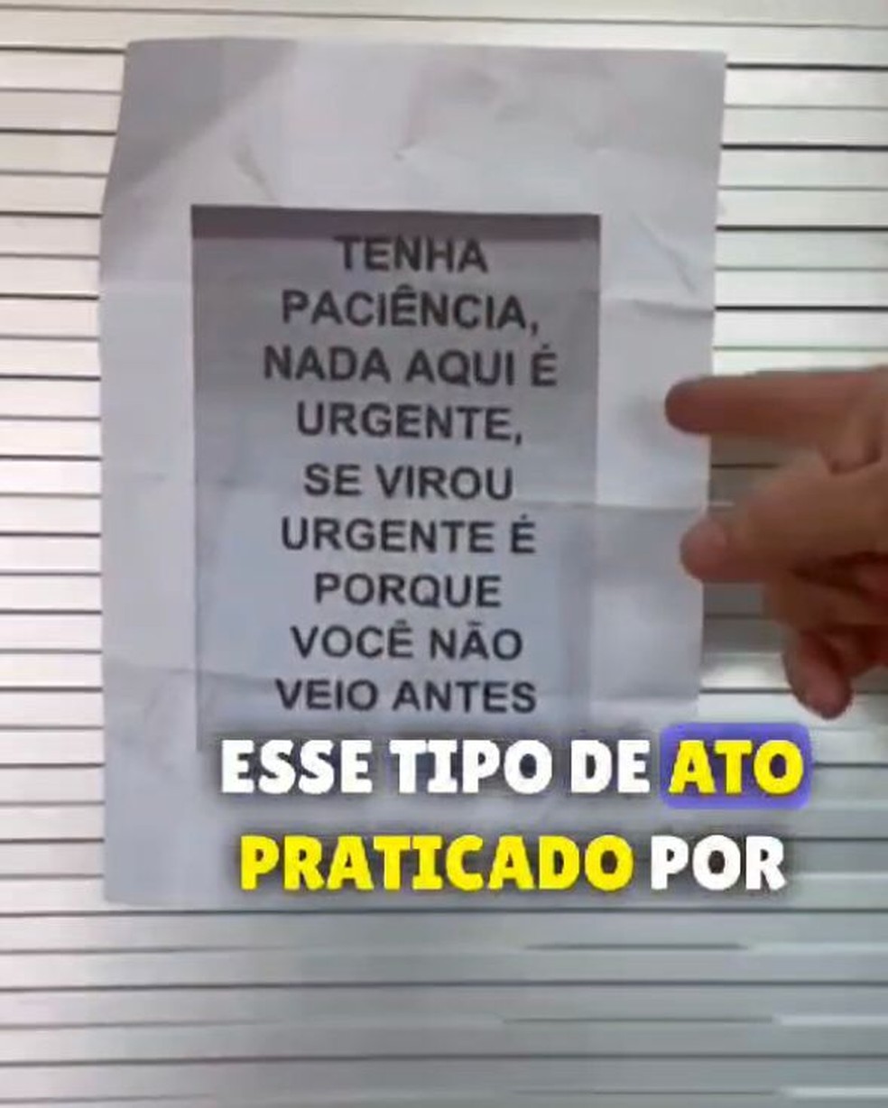 Recado deixado por servidora da saúde em UBS no AM. — Foto: Reprodução/Redes Sociais