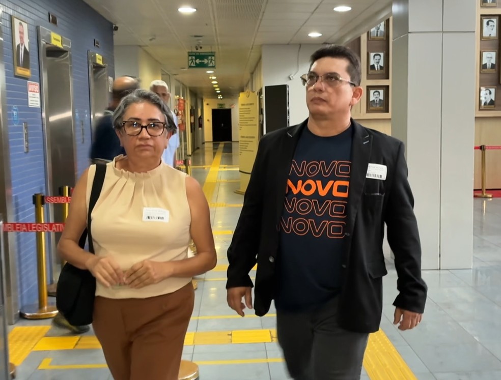 Sérgio Augusto Ribeiro e Audriclea Viana são candidatos ao 'governo-tampão' no Amazonas. — Foto: Rede Amazônica
