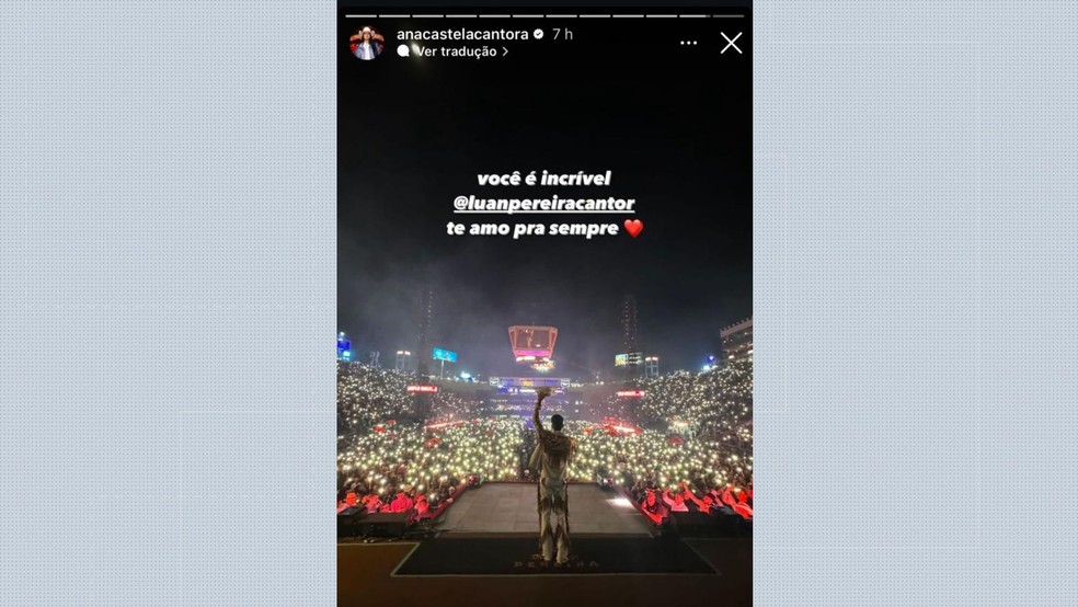 Ana Castela prestou apoio a Luan Pereira após cantor passar mal em show em Barretos — Foto: Reprodução/Redes sociais