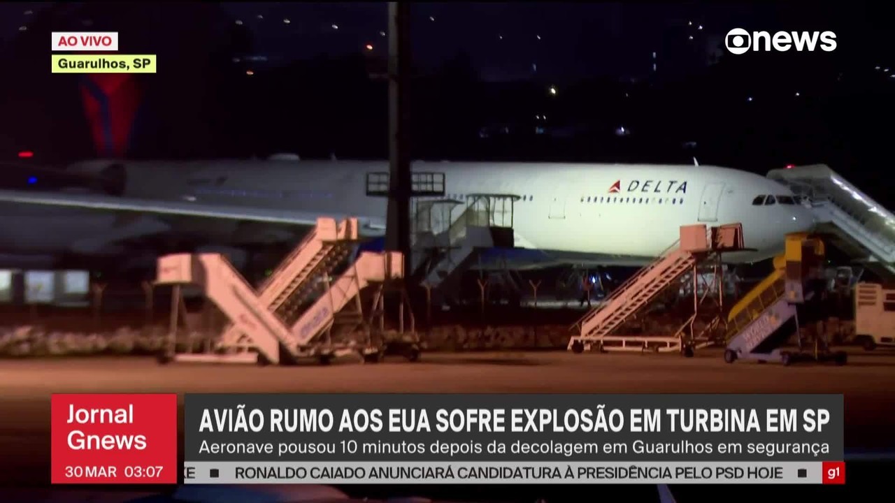 Turbina de avião explode após decolagem e piloto realiza pouso de emergência em Guarulhos