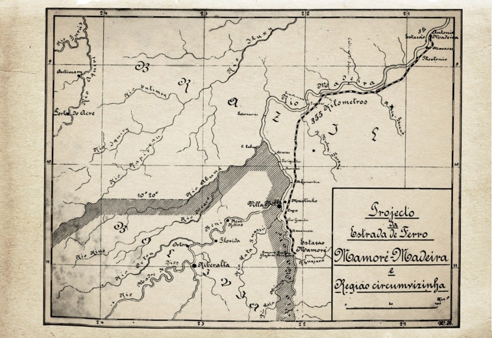 Estrada de Ferro Madeira-Mamor&eacute;, ferrovia situada no atual estado de Rond&ocirc;nia, que teve suas obras executadas entre 1907 e 1912. &mdash; Foto: Acervo Casa de Oswaldo Cruz