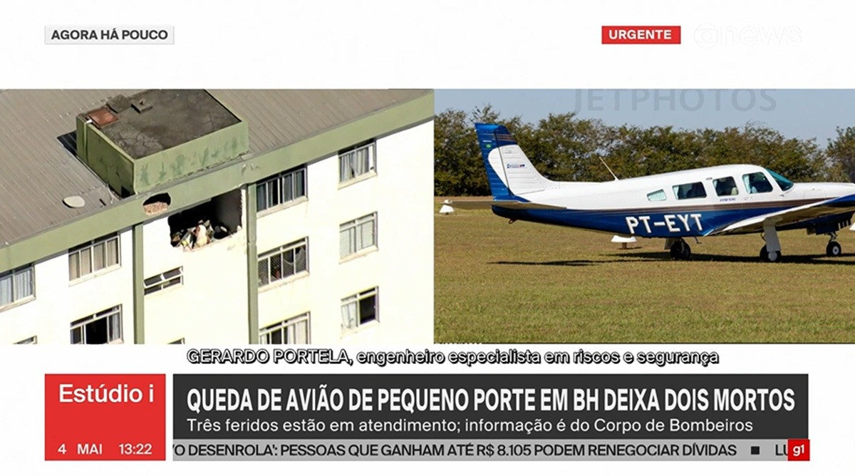 Avião que caiu e bateu em prédio de BH é de 1979 e tem capacidade para 5 passageiros; modelo é conhecido como 'sertanejo'