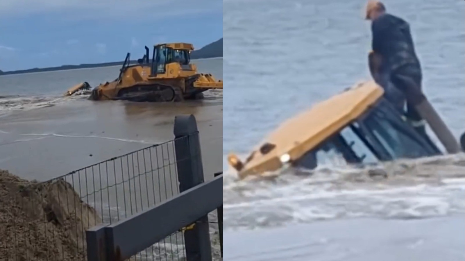 Vídeo mostra máquina com trabalhador 'engolida' por areia na maior obra de alargamento do Brasil​