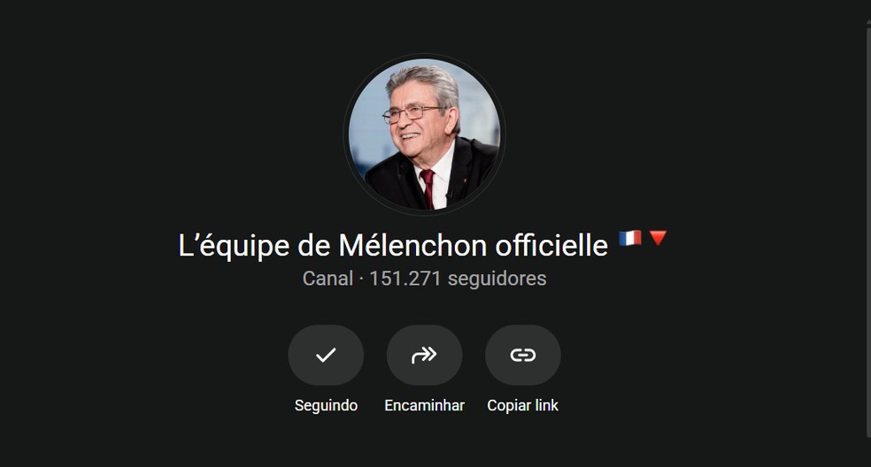Grupo "L’équipe de Mélenchon officielle" (A equipe oficial de Mélenchon). — Foto: Reprodução/WhatsApp