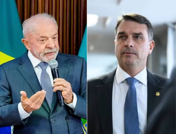 Presidente Luiz InÃ¡cio Lula da Silva (PT) e senador FlÃ¡vio Bolsonaro (PL-RJ) â Foto: ReproduÃ§Ã£o