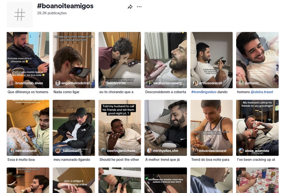 A #boanoiteamigos tem mais de 28 publicações no TikTok. — Foto: Reprodução/TikTok
