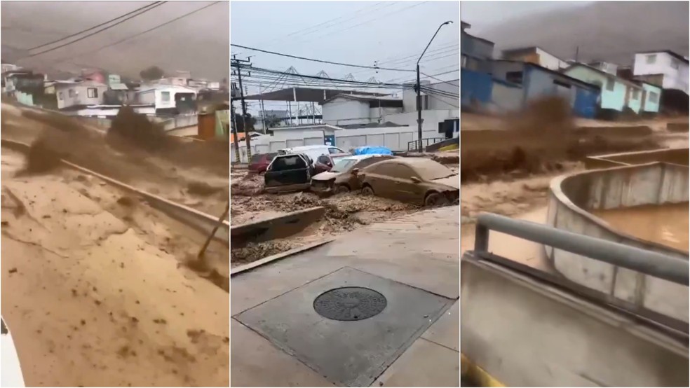 Tempestade no Chile leva a enchentes e deslizamentos de terra — Foto: Reprodução: Redes Sociais