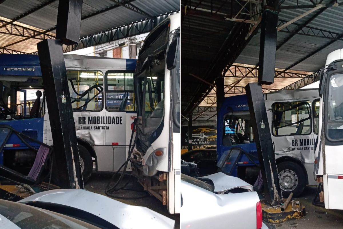 Ônibus invadem posto de combustível desativado e deixam feridos no litoral de SP 