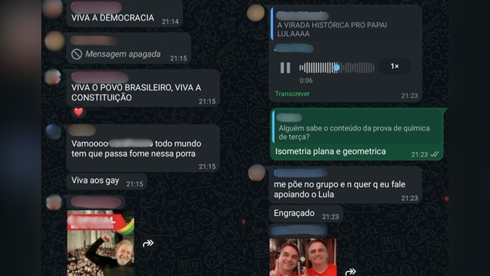 As ofensas aconteceram em um grupo de Whatsapp de alunos da IFTM de Uberaba — Foto: Redes Sociais/reprodução