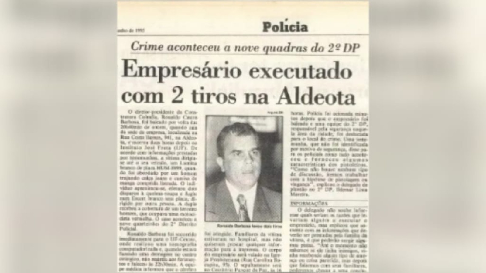 Idoso de 80 anos é preso por morte de dono da Construtora Colmeia, em Fortaleza, mais de 30 anos após o crime