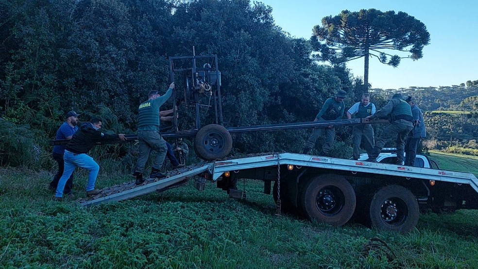 Serraria móvel é apreendida dentro de reserva indígena no Paraná pela primeira vez — Foto: Reprodução/RPC