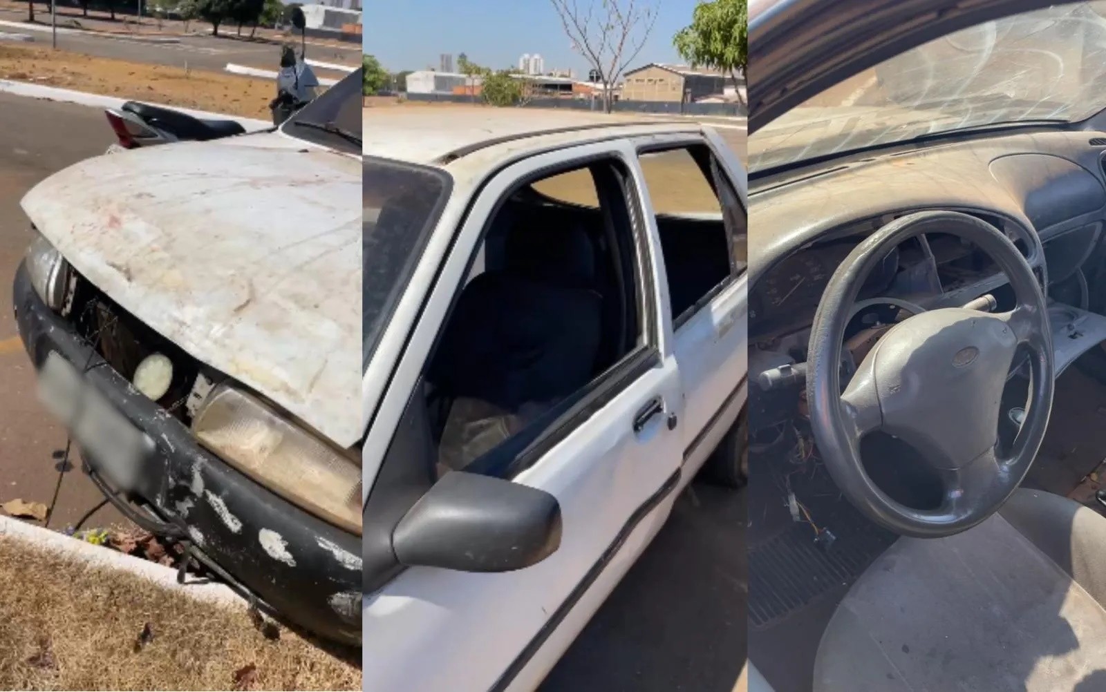 Carro com partes amarradas por fio e sem vidros é apreendido com mais de R$ 250 mil em multas