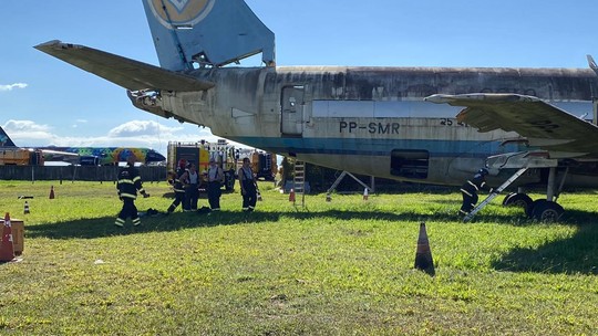 Fuselagem de avião é 'item de luxo' em Viracopos durante treino de bombeiros para resgate - Foto: (Glauco Muller/Arquivo Pessoal)