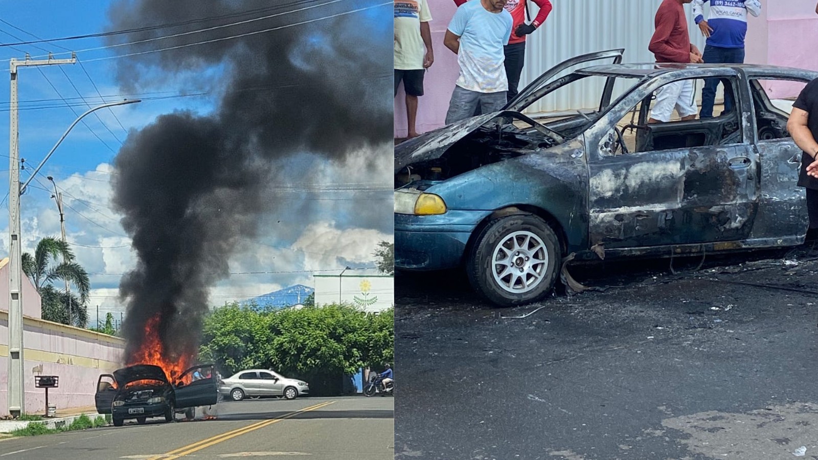VÍDEO: Carro pega fogo e fica totalmente destruído no interior do Piauí