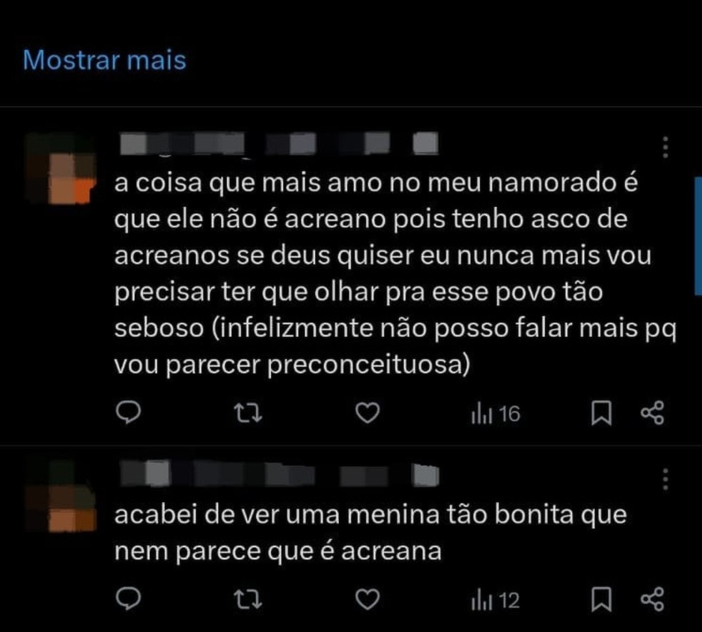 Publicações foram feitas nesta semana pela estudante de medicina da Ufac — Foto: Reprodução/X