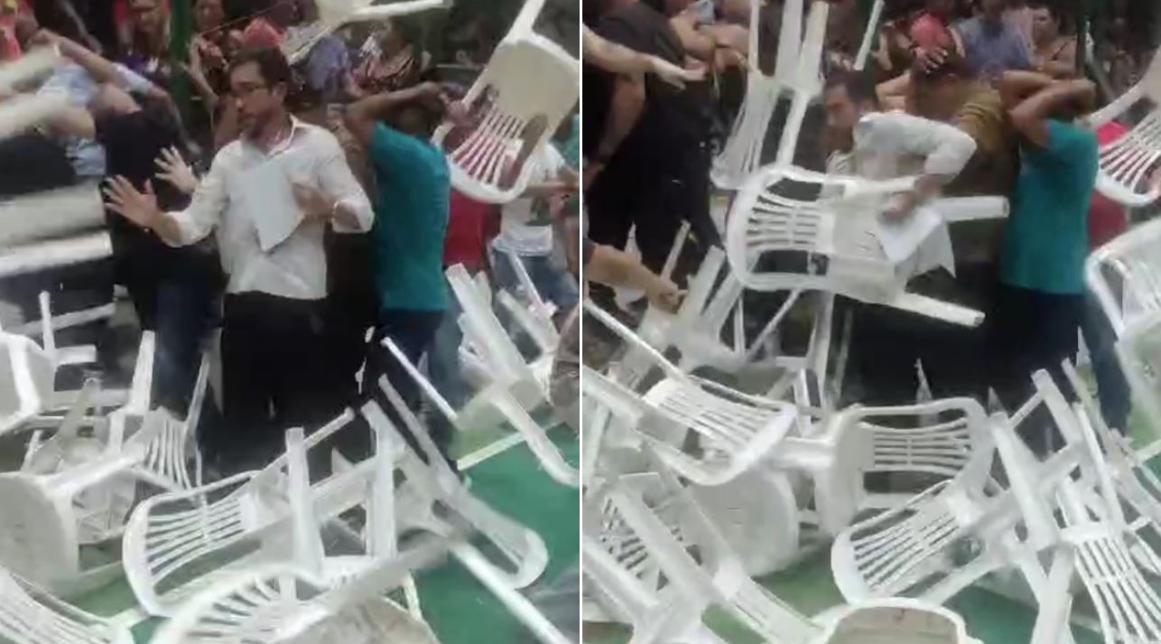 Professores são alvos de cadeiradas durante confusão em evento de sindicato em Fortaleza