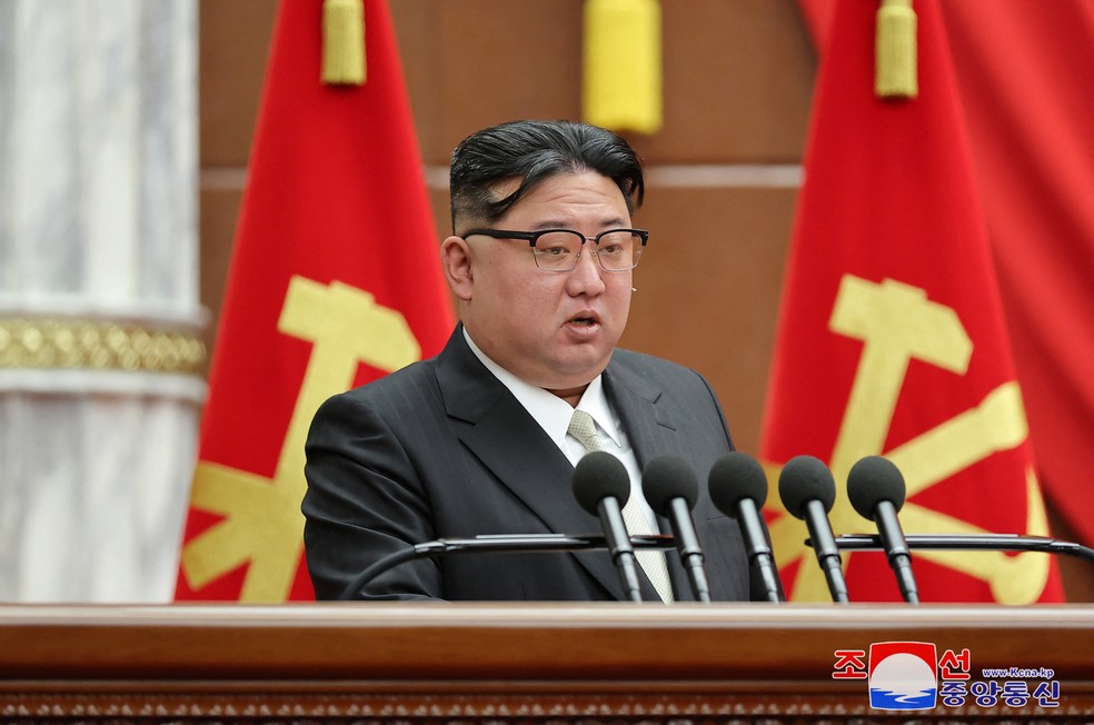 Kim Jong Un fez duras críticas à Coreia do Sul e aos EUA na reunião anual do Partido dos Trabalhadores — Foto: Reuters