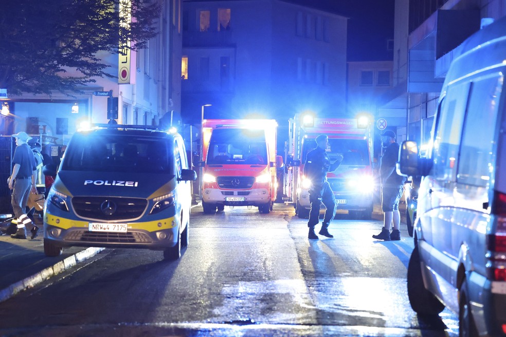 Ataque deixou mortos em festival de Solinger, na Alemanha, em 23 de agosto de 2024 — Foto: Gianni Gattus/DPA via AP