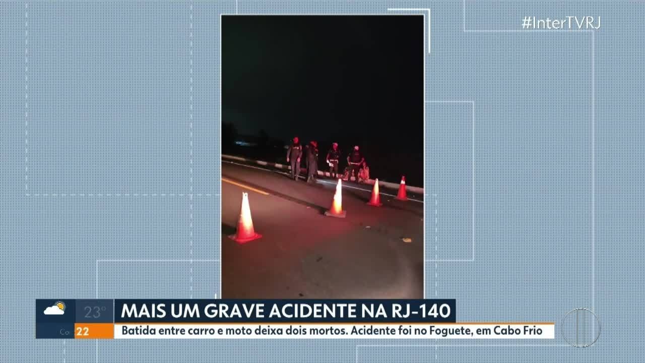 Acidente na RJ-140 deixa duas pessoas mortas e duas feridas em Cabo Frio