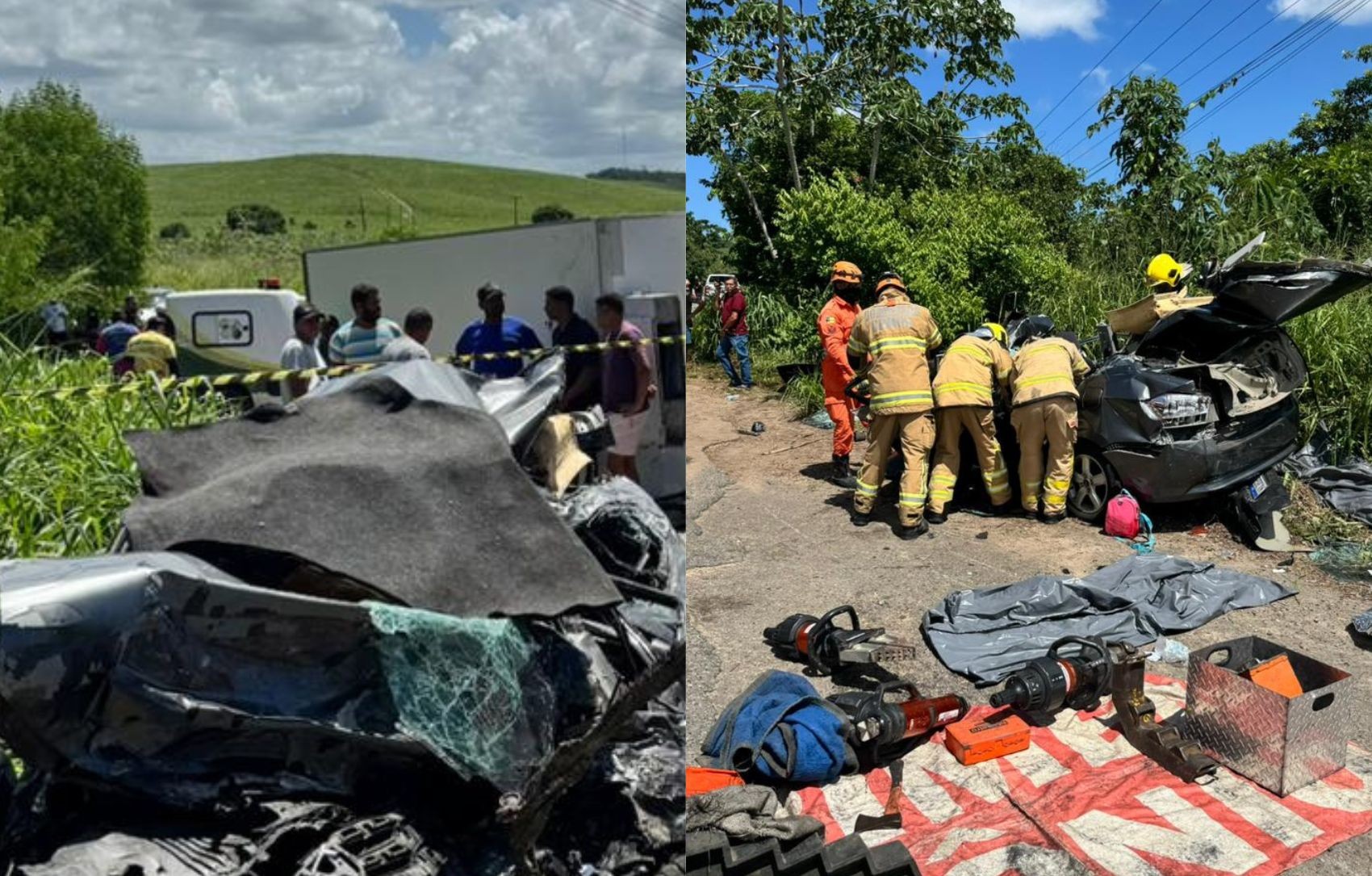 Quatro pessoas da mesma família morrem em acidente entre veículo e  caminhões em rodovia de Japaratuba