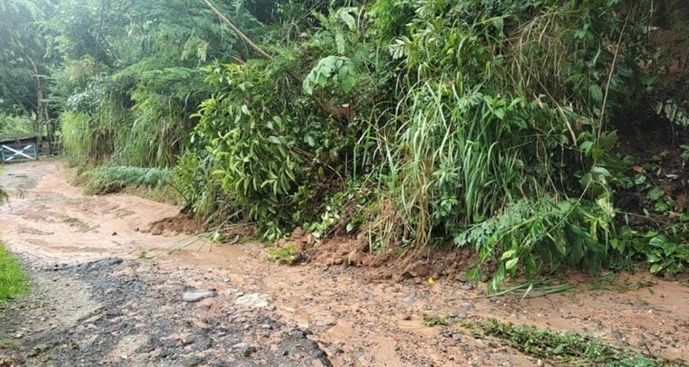 Deslizamento de terra no distrito de Pocinhos, em Vassouras — Foto: Reprodução/Redes sociais