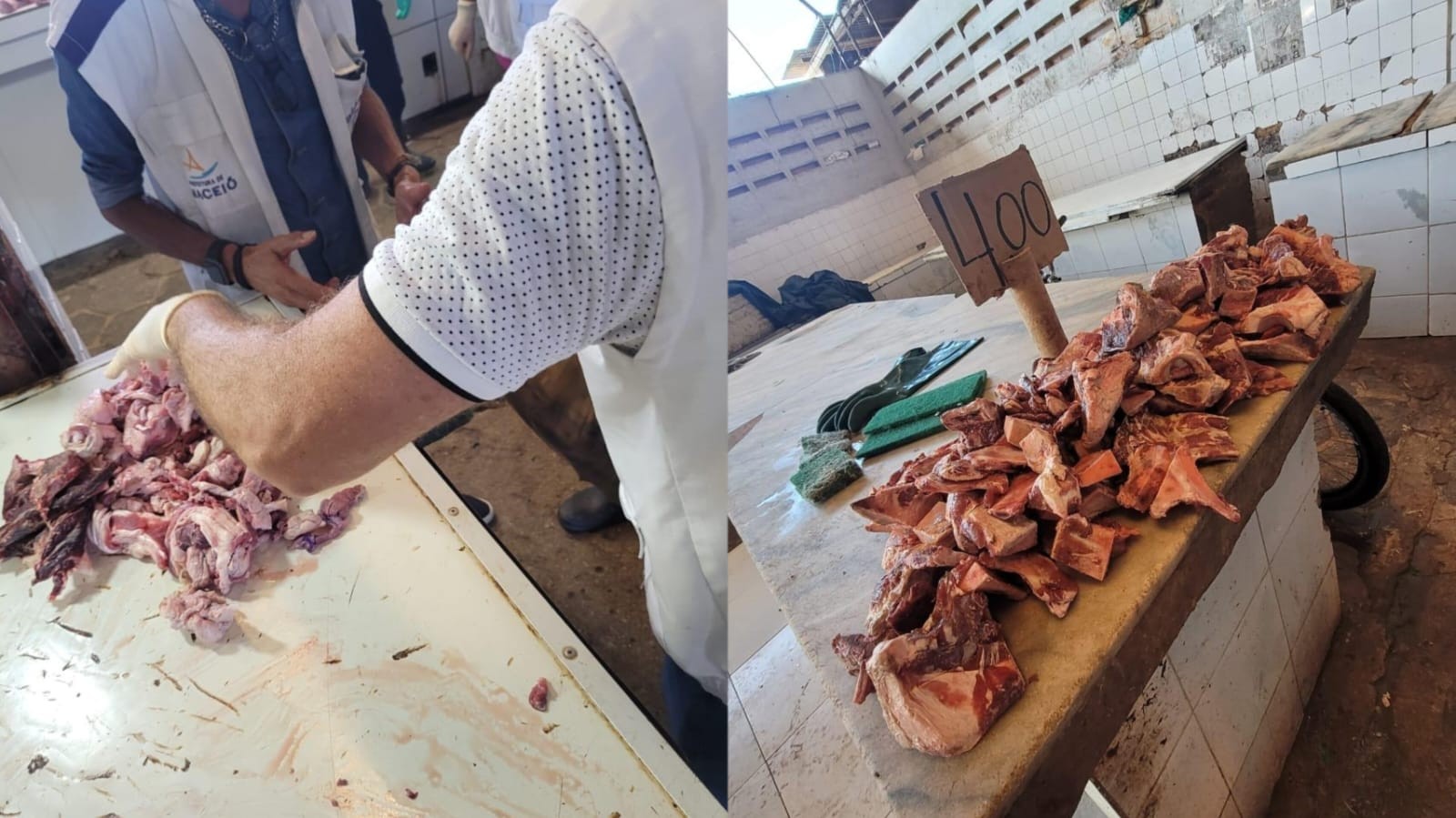 
Vigilância Sanitária apreende 75 kg de carnes estragadas no Mercado da Produção, em Maceió