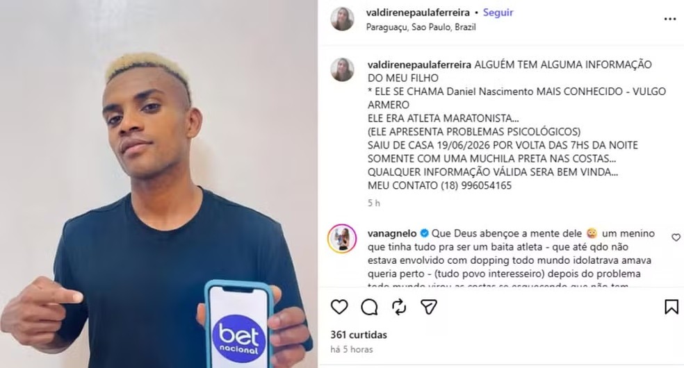 3 de 4
Maratonista Daniel Nascimento está desaparecido desde 19 de junho, diz família — Foto: Instagram/Reprodução