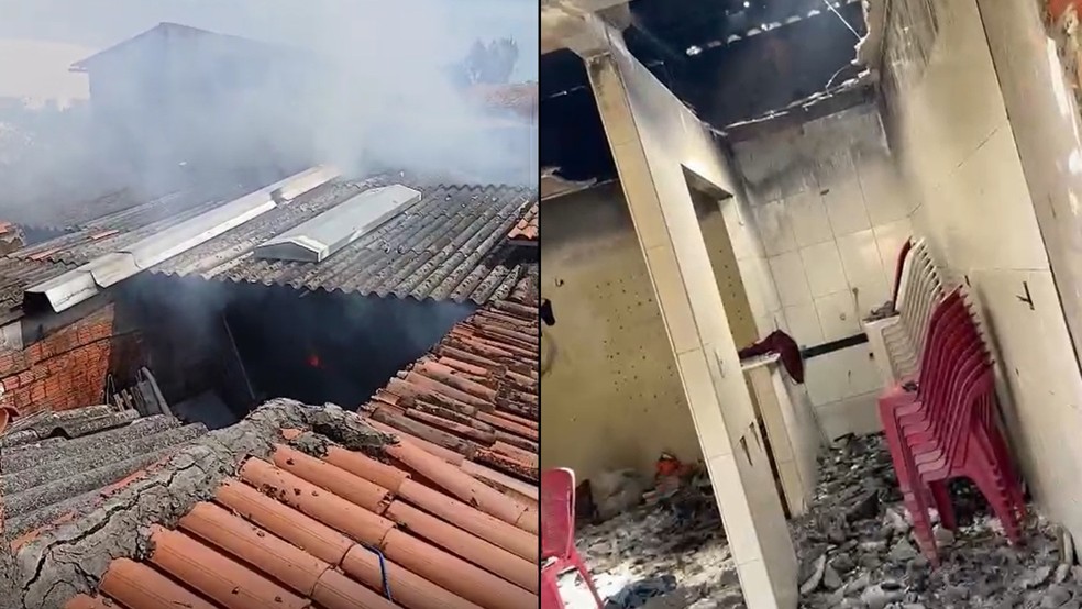 Imagens mostram como ficou a residência após o incêndio — Foto: Reprodução
