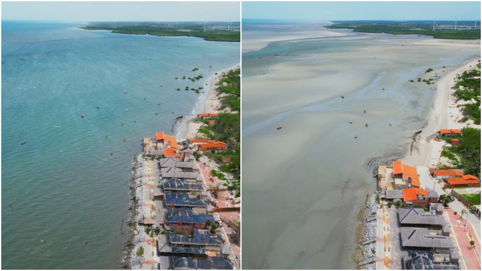 Entenda como maré baixa consegue ampliar em até 4 quilômetros faixa de areia em praia do Ceará