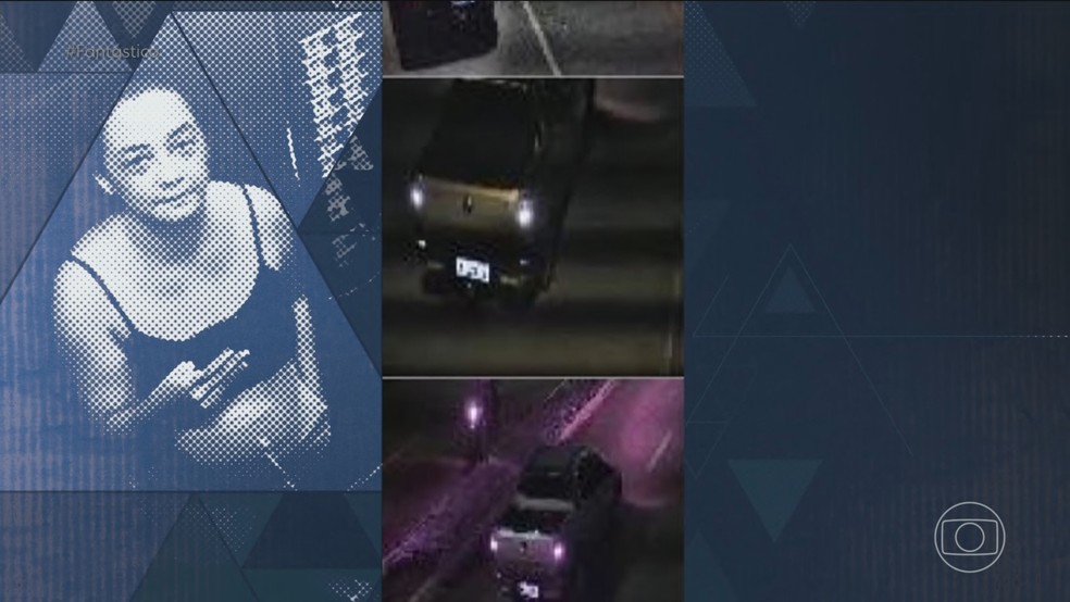 As imagens do carro do síndico a caminho da rodovia, primeiro com a capota fechada e depois aberta, ajudaram no quebra-cabeça. — Foto: Fantástico/ Reprodução