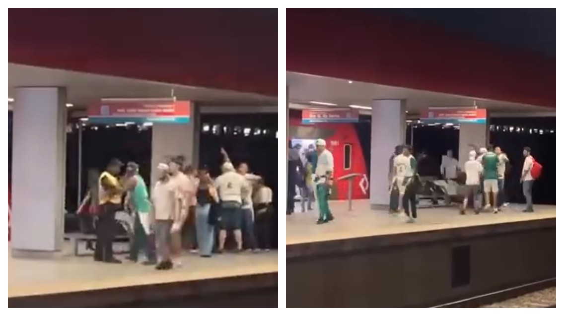 Torcedores do Palmeiras agridem homem em estação de trem
