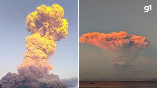 Vulcão entra em erupção na Indonésia e forma nuvem rosa gigante; veja IMAGENS 