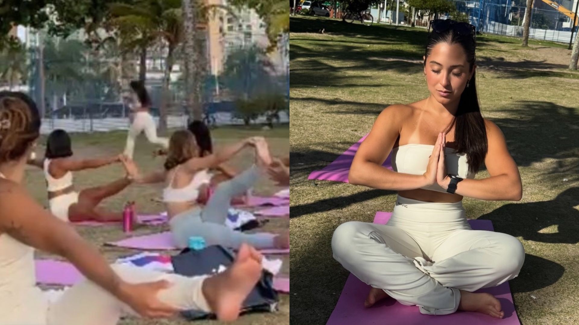 Universitária interrompe aula de ioga, corre e evita furto da bicicleta em praia de Vitória: 'Zen, até mexer na minha bike'; veja VÍDEO