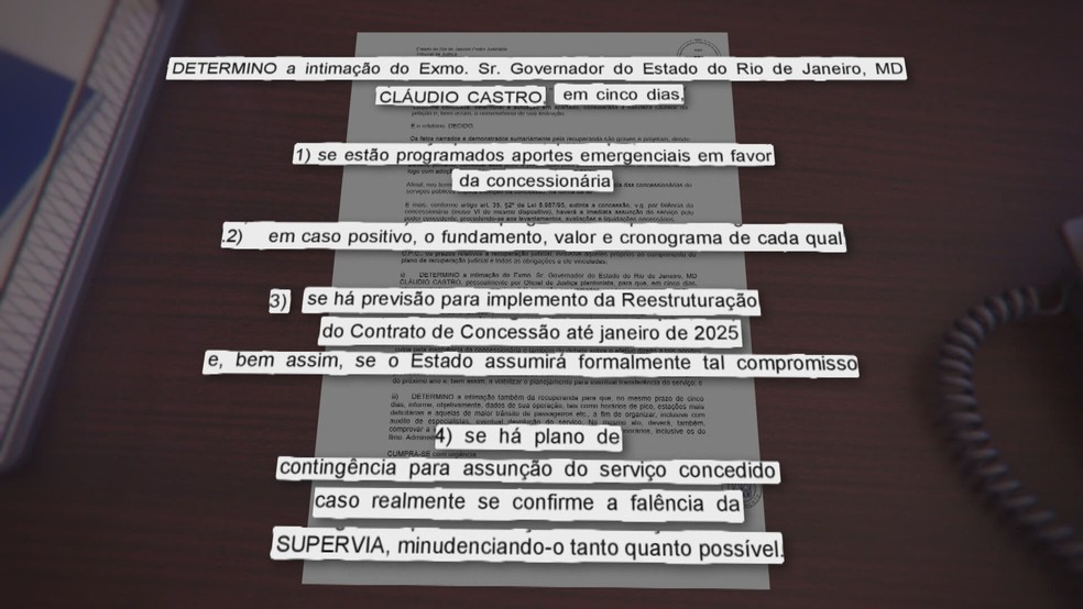 Justiça do RJ determina que Cláudio Castro dê explicações sobre processo de recuperação da Supervia — Foto: Reprodução/ TV Globo