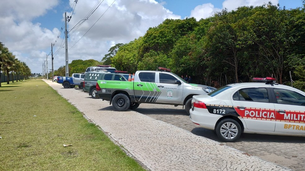 Barreiras policiais impediram que entidades ligadas aos direitos humanos acompanhassem a reintegração de posse — Foto: Gleyson Melo/Comissão Estadual de Combate à Violência no Campo e na Cidade