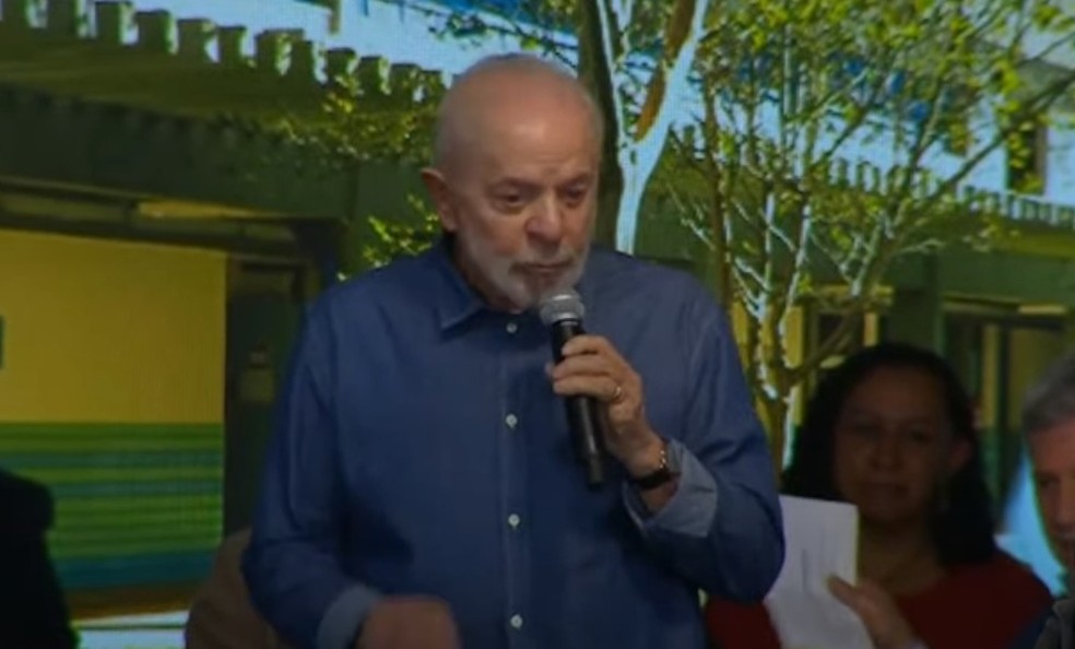 O presidente Lula durante discurso em Buri (SP) — Foto: Reprodução/Canal Gov