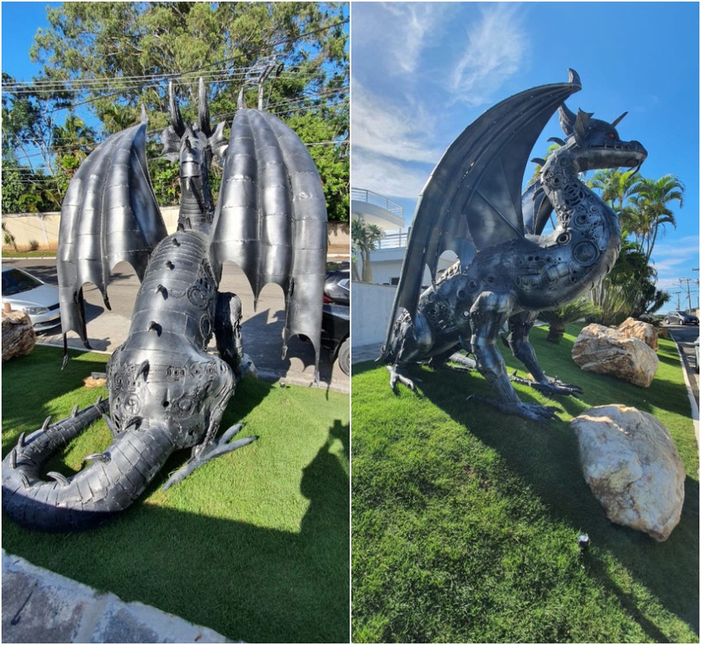 Escultura de dragão de 4 metros em homenagem a filho de médico viraliza nas  redes e atrai visitantes no RJ, Região dos Lagos