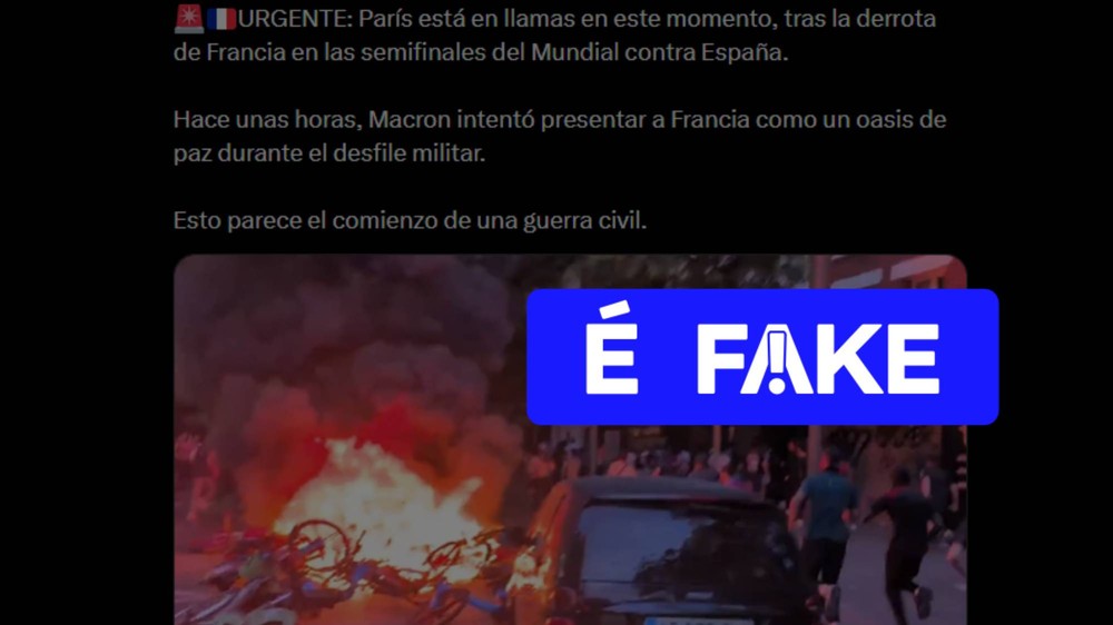Vídeo que atribui vandalismo em Paris à derrota da França na Copa do Mundo é falso