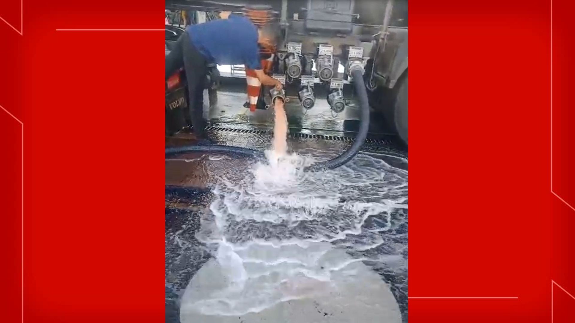 Cerca de 4 mil litros de gasolina vazam de caminhão em posto no Lago Sul; veja VÍDEO