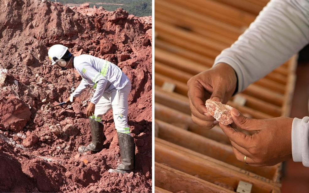 Trabalhadores que atuam na extração de terras raras, em Minaçu — Foto: Divulgação/Serra Verde