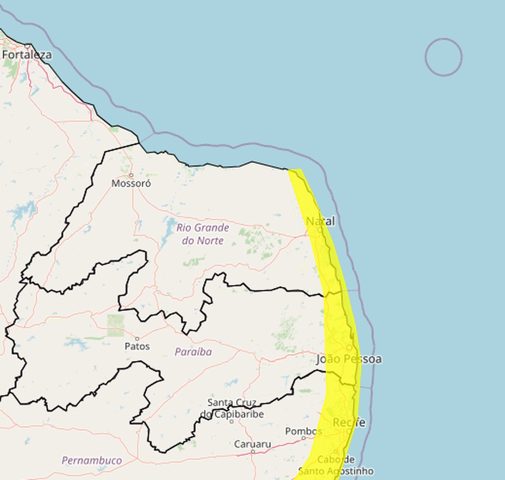 Chuvas atingem parte do litoral do RN, segundo Inmet — Foto: Divulgação/Inmet