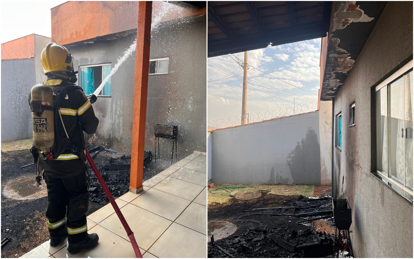 Crianças presas em casa em chamas são salvas por funcionários da Saneago