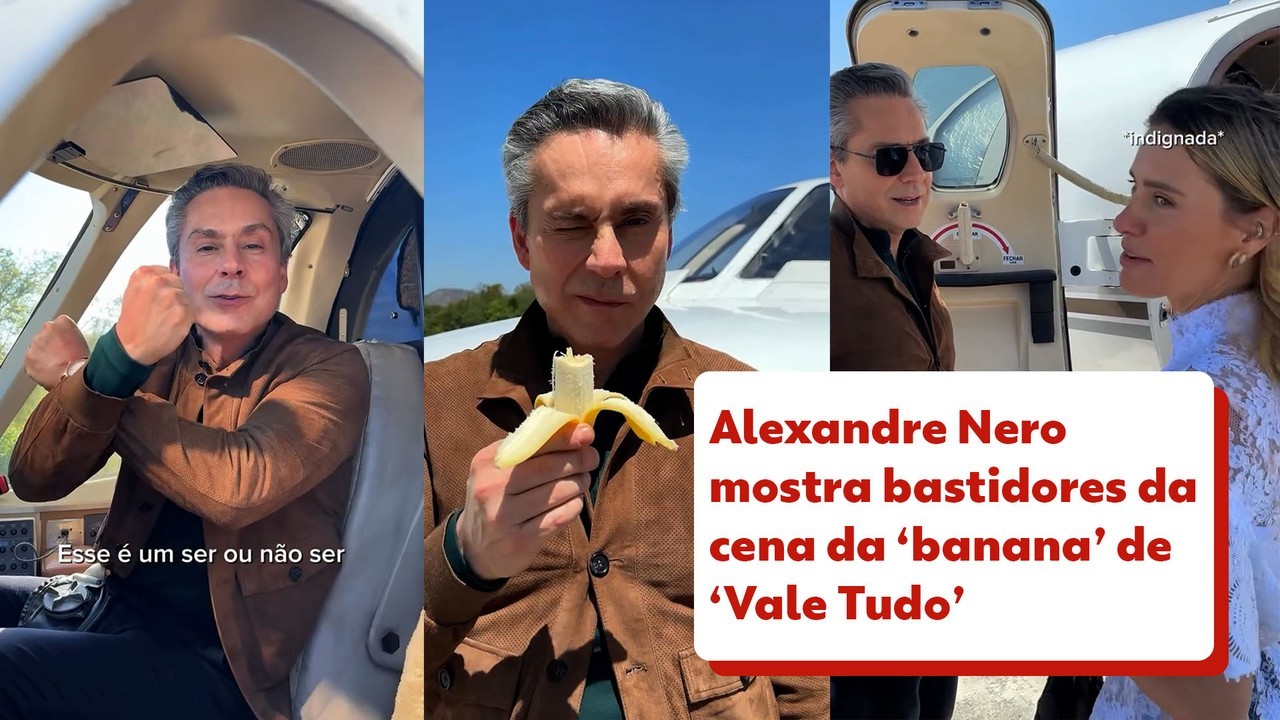 Alexandre Nero mostra bastidores da cena da banana de 'Vale Tudo'; assista vídeo