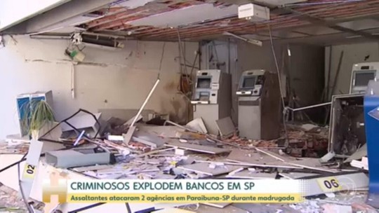 Criminosos explodem 2 agências bancárias em Paraibuna-SP - Programa: Jornal Hoje 