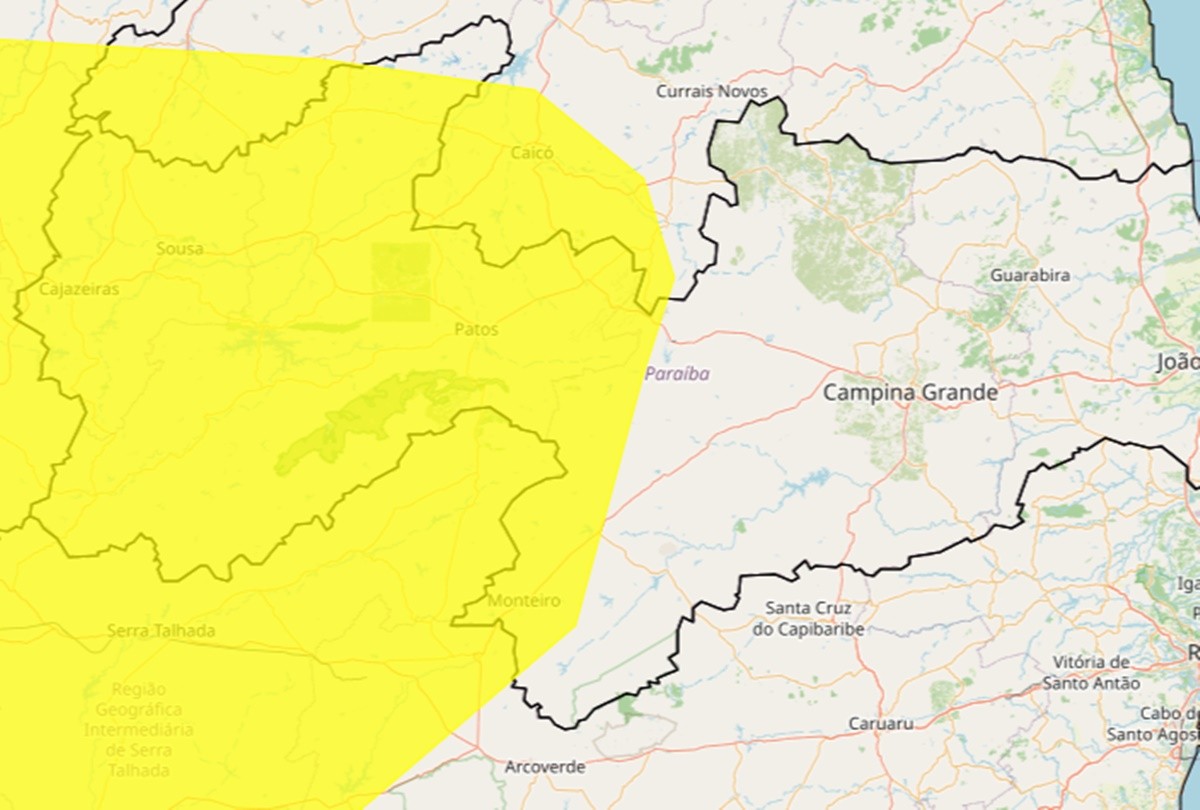 Inmet emite alerta amarelo de baixa umidade do ar para mais de 100 cidades da PB