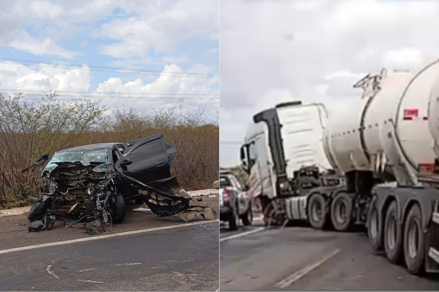Acidente entre carro e carreta causa interdição na BR-304 no RN